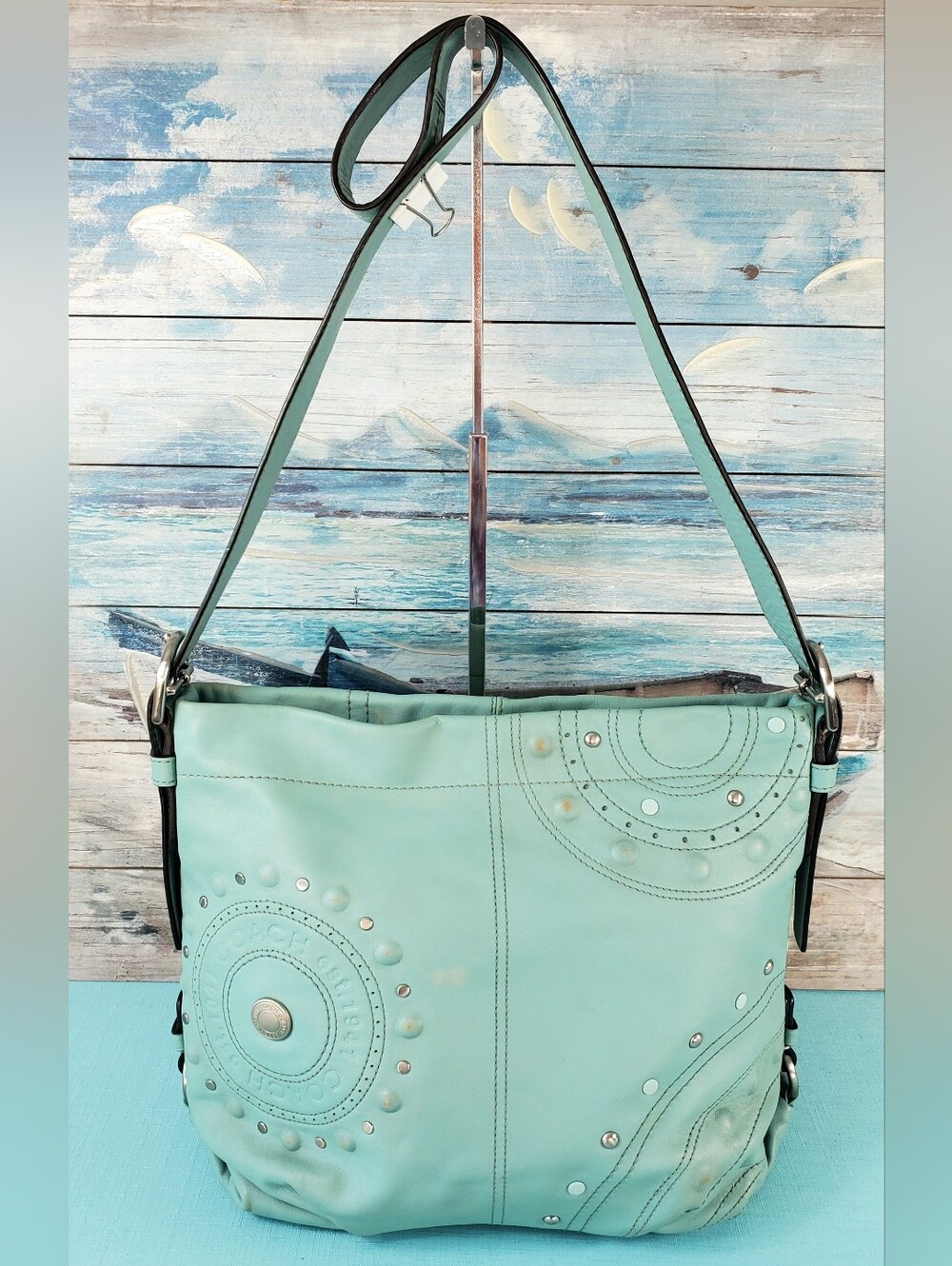 Vintage Coach Madison Studded Leather Hobo Shoulder Crossbody Bag
